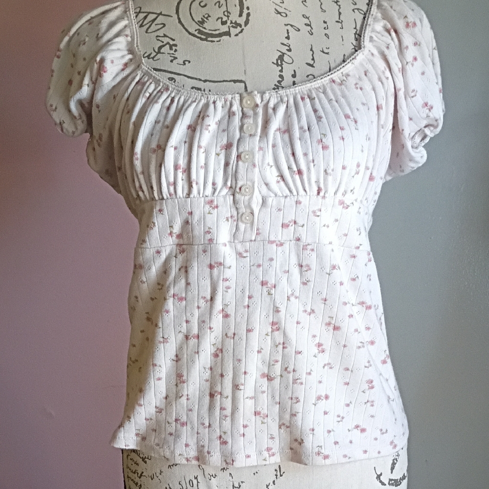 Floral White and Pink Women's Top